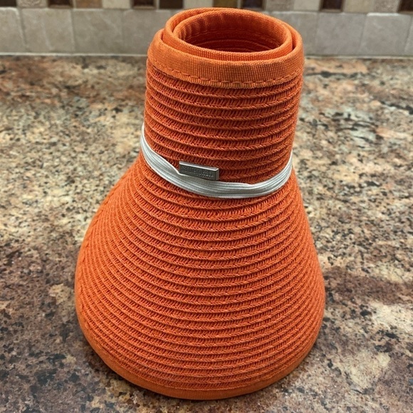 San Diego Hat Co. Sun Visor Womens OS Orange Velcro packable paper Beach Vacay - Picture 10 of 10